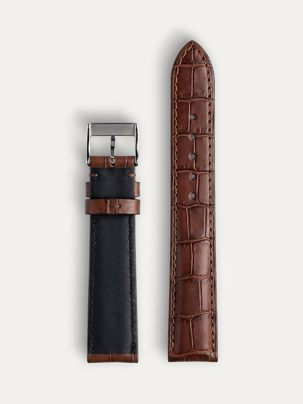 Classic Leather Watch Strap – Shiny Alligator Brown