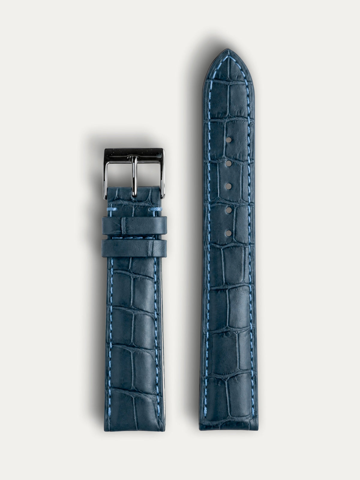 Classic Leather Watch Strap – Shiny Alligator Blue