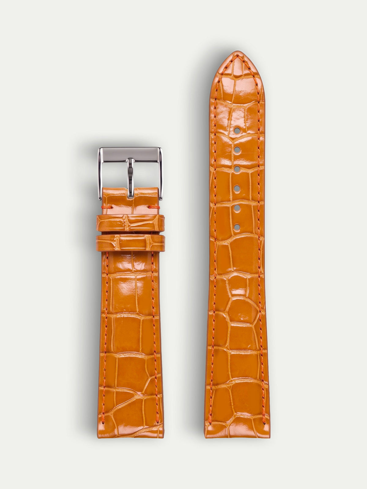 Classic Leather Watch Strap – Shiny Alligator Orange