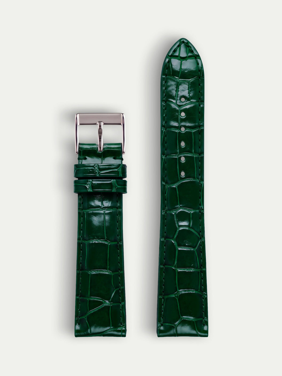 Classic Leather Watch Strap – Shiny Alligator Green