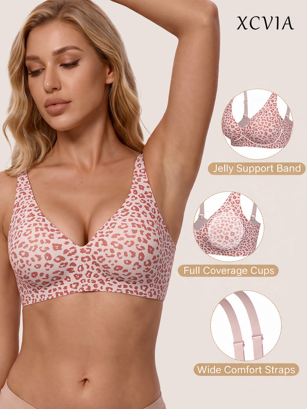 Buy 1 get 1 free - Womens Jelly Bras Wireless Deep V Bralette Comfy Push Up Tshirt Bras