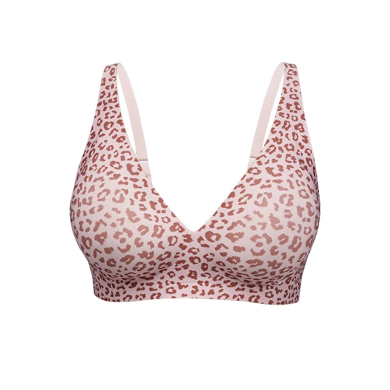 Womens Jelly Bras Wireless Deep V Bralette Comfy Push Up Tshirt Bras