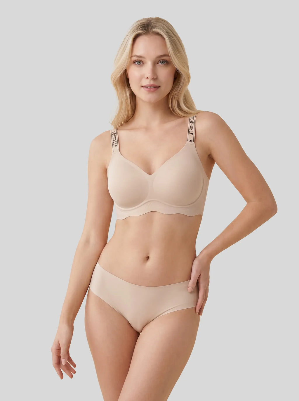 XCVIA fashion seamless wireless bra scalloped hem - front view