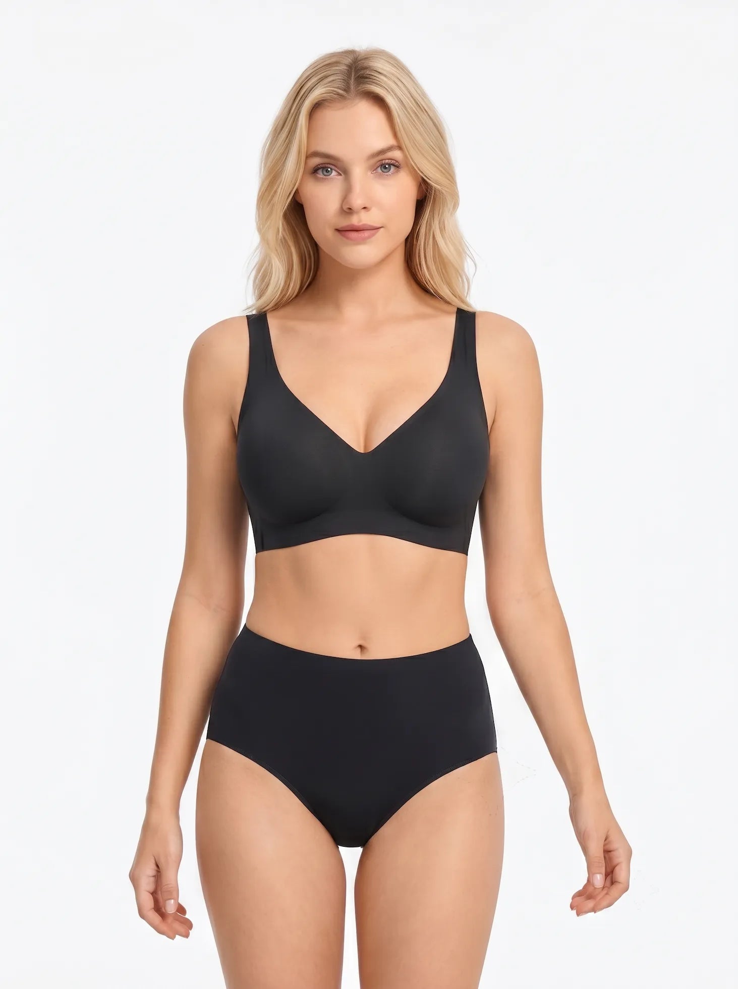 XCVIA comfortable V-neck wireless bra - back view